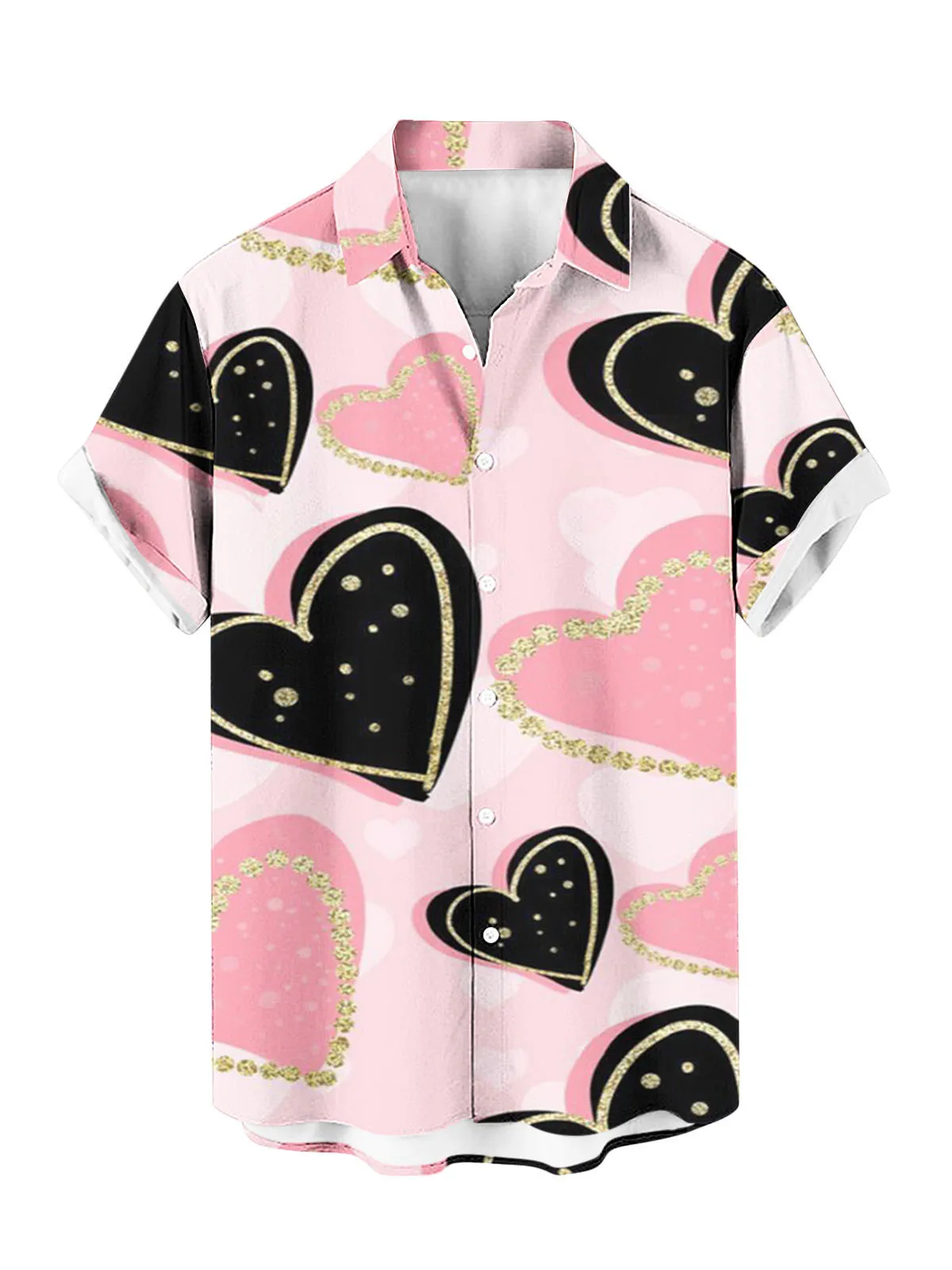 

Vntine's Day Heart Print 3D цифровое полиэфирное волокно мужские irt ort Sve отложной воротник дышащий летний повседневный irt