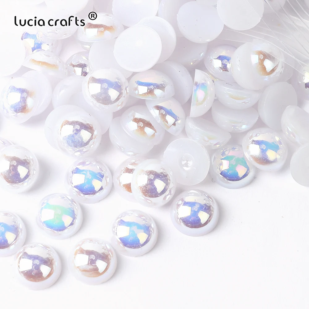 3/4/5/6/8/10mm  AB White Pearl Bead Half Round Flatback Beads For DIY Crafts Bag Shoe Nail Art  Decoration B0321