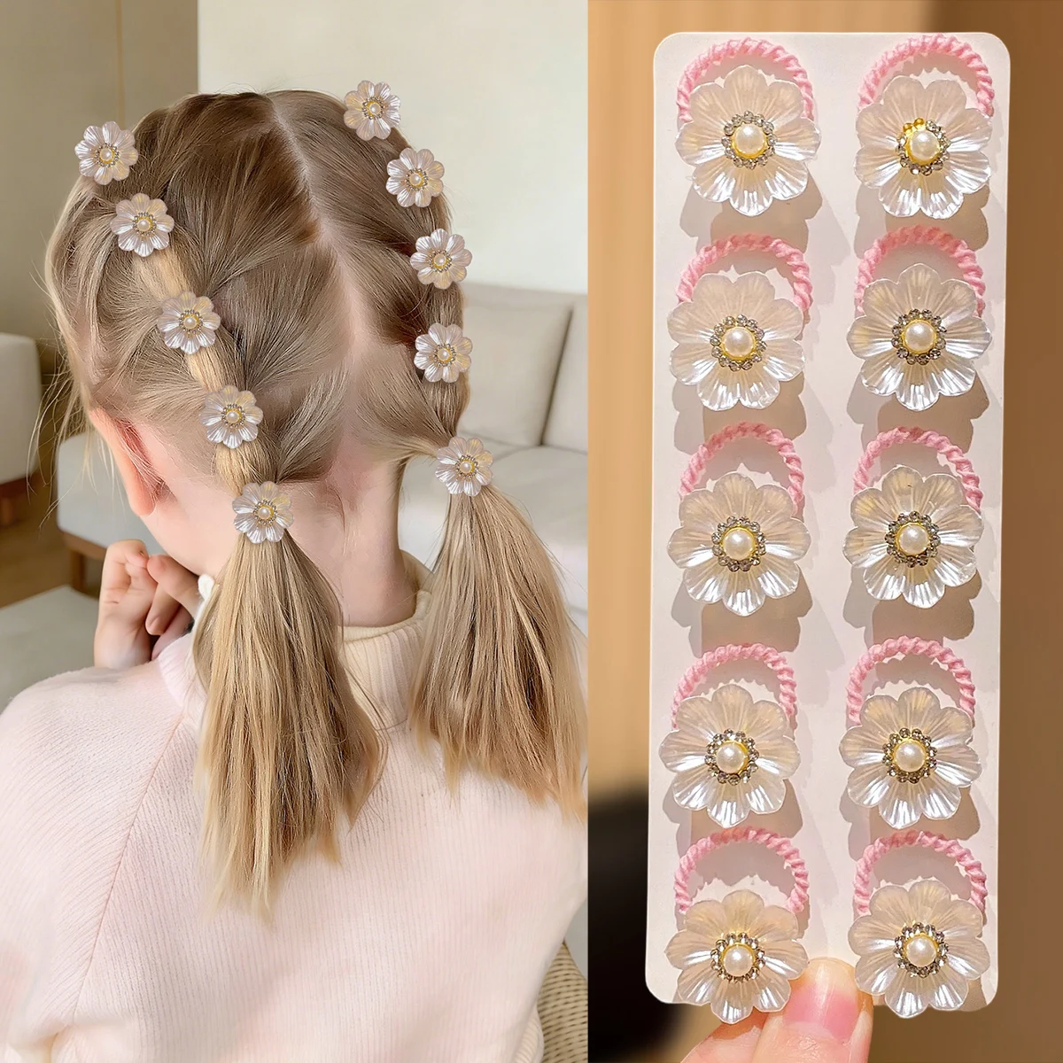 

10pcs Sweet Floral Hair Ties for Girls High Elasticity Stylish Cute Versatile Hair Bands Fresh Outdoor Leisure Hair Accessories