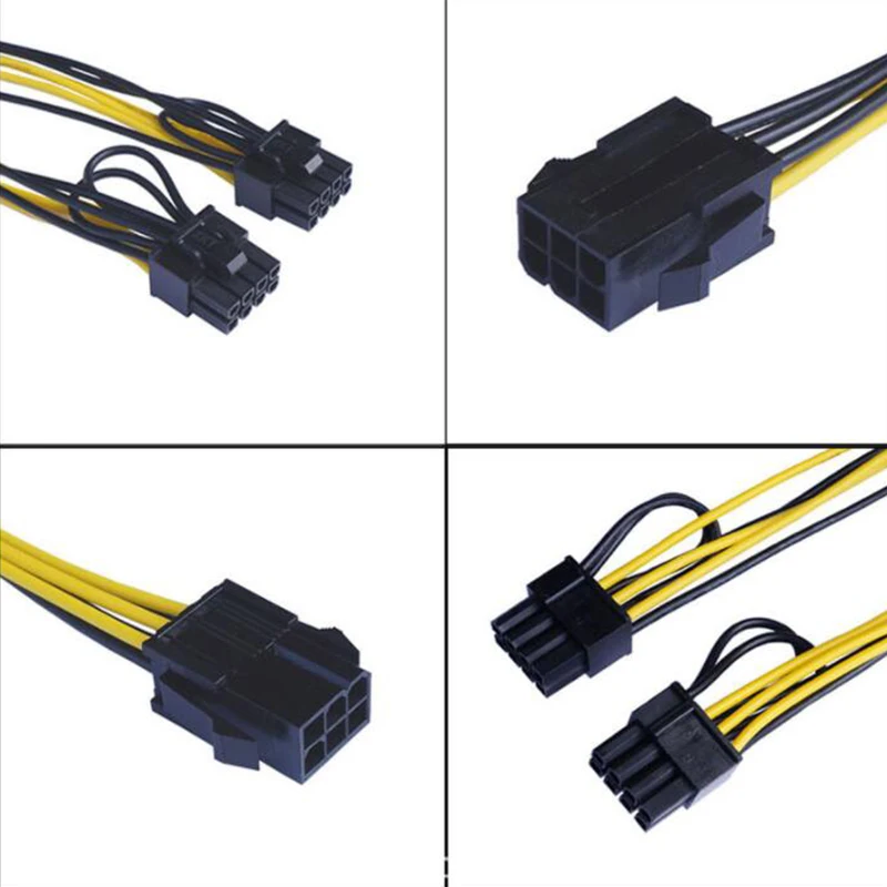 Cabo divisor de energia pci-e 6 pinos para duplo 6 + 2 pinos (6 pinos/8 pinos) placa gráfica pcie pci express 6 pinos para duplo 8 pinos cabo de alimentação c3