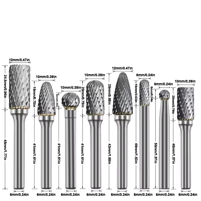 8 قطعة/المجموعة 1/4 بوصة 6 مللي متر التنغستن أداة السلطة كربيد لدغ بت الملفات الدوارة CNC أداة الحفر مجموعة لأداة السلطة #2