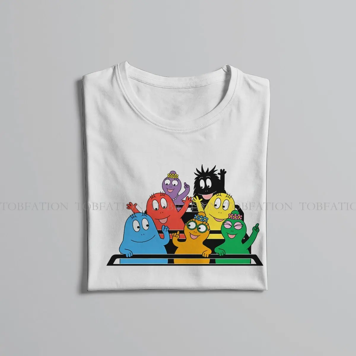 Barbapa الرجال المتضخم الرسم تي شيرت ، سعيد أسود قمم ، الرجال الشارع الشهير