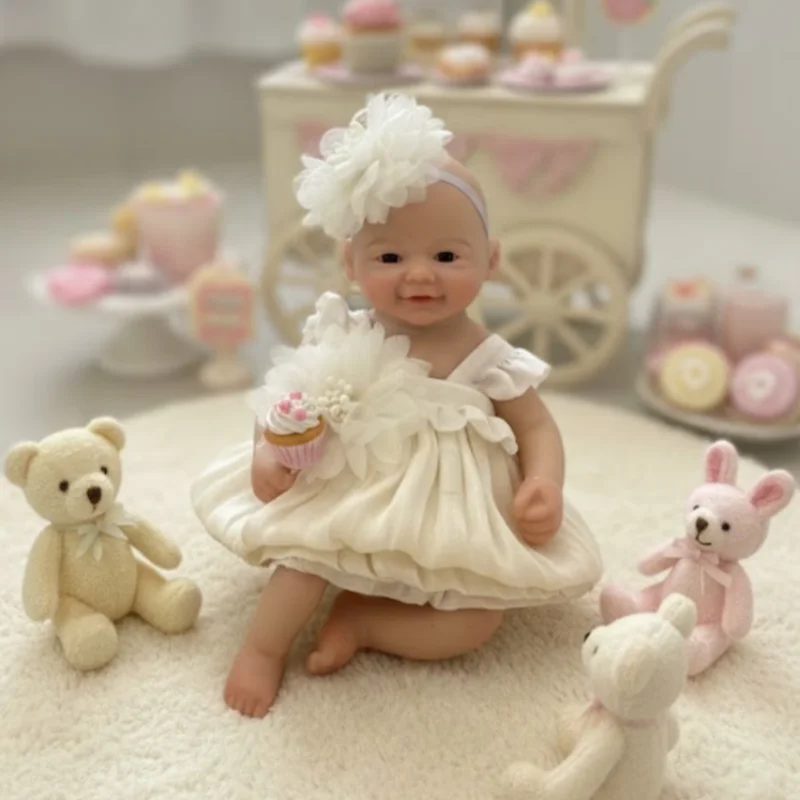 ตุ๊กตาซิลิโคนทั้งตัวขนาด 6 นิ้ว/15 ซม. แบบมินิรีบอร์นเด็กผู้หญิง กันน้ำ ตุ๊กตาซิลิโคนรีบอร์นทำมือ เหมือนจริง ตุ๊กตาเด็กแรกเกิด