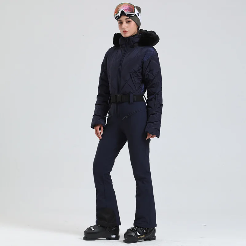 Gsou Snow Winter Women\'s Warm Down Snowsuit Outdoor Skiing Warm Waterproof Windproof Snowboard One-piece Suit Fashion Ski Suit