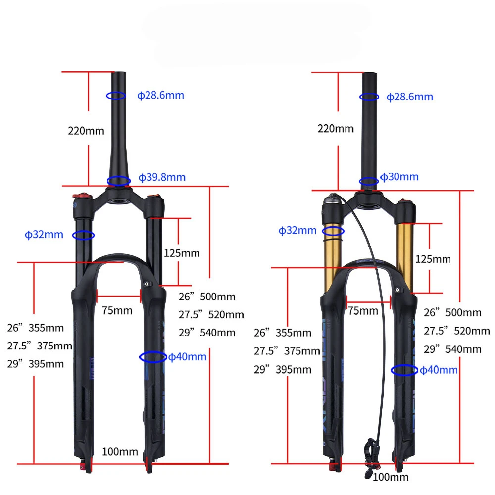 BOLANY Mountain Bike Fork Damping Fork Suspension Fork 26/27.5/29 inch Fork 120mm travel Air Fork MTB Fork Quick Release Fork