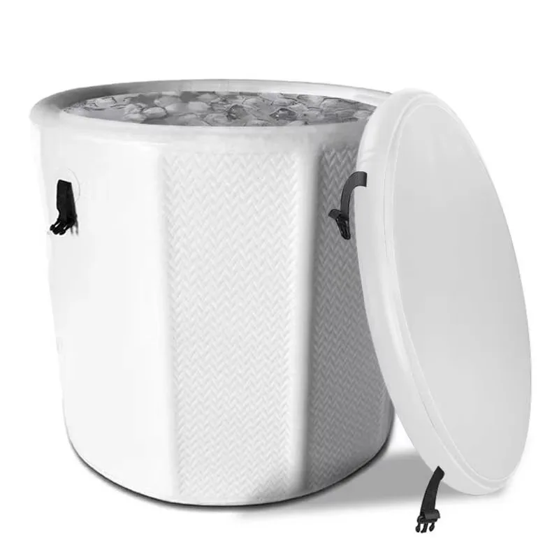 

YTYIN Vanace 500L White Round Ice Bath Tub. Features Logo Customization, Inlet/Outlet Ports for Chillers, and Drop Stitch