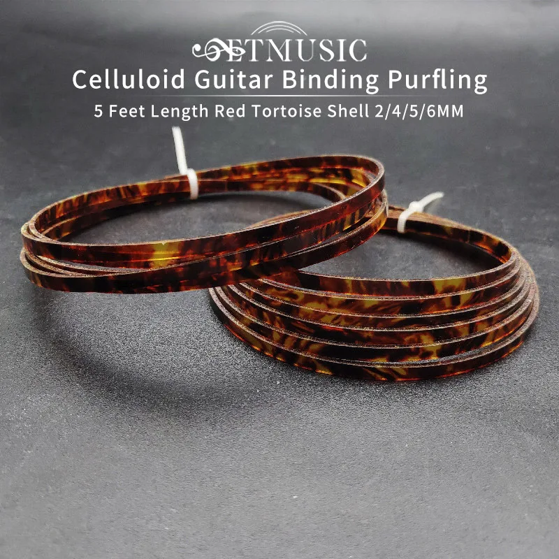 10pcs Colorful Celluloid 2/4/5/6mm Width Guitar Binding Purfling 5 Feet Length Red Tortoise Shell