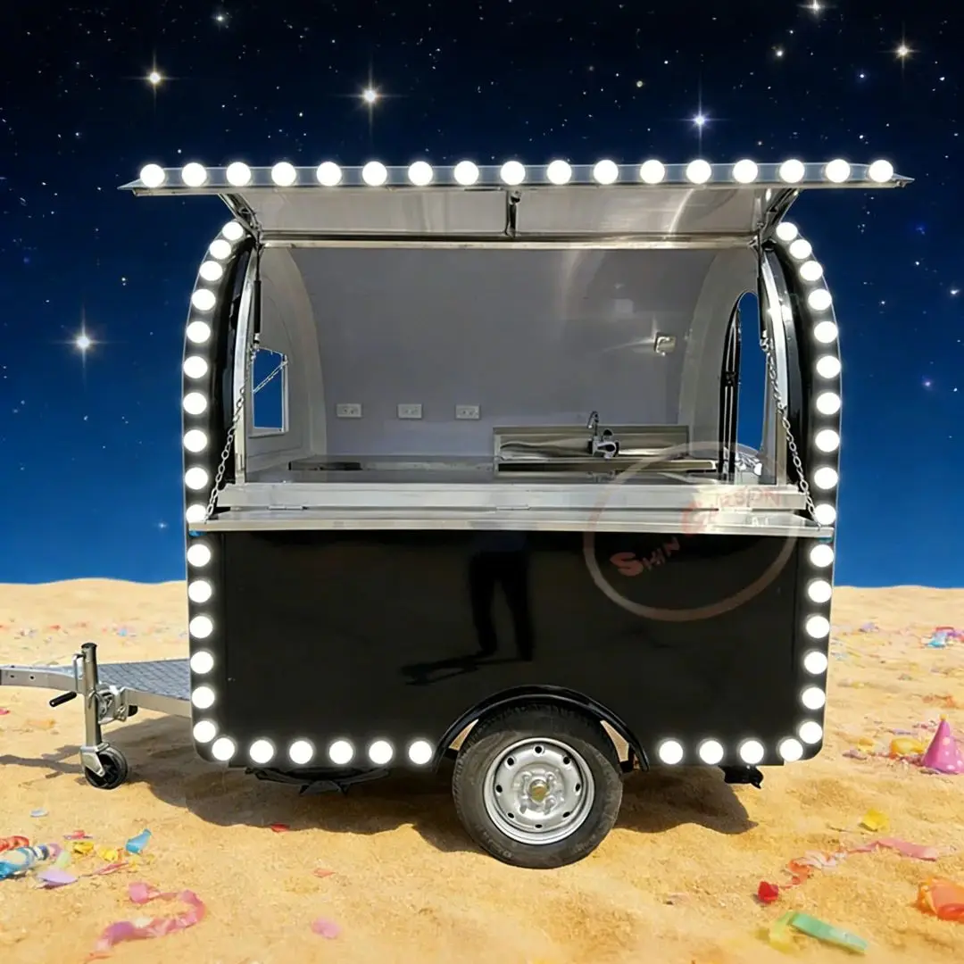Mini Mobile Catering Truck Fiberglass Enclosed Food Cart Trailer with Water System And Electrical Sockets for Food Business