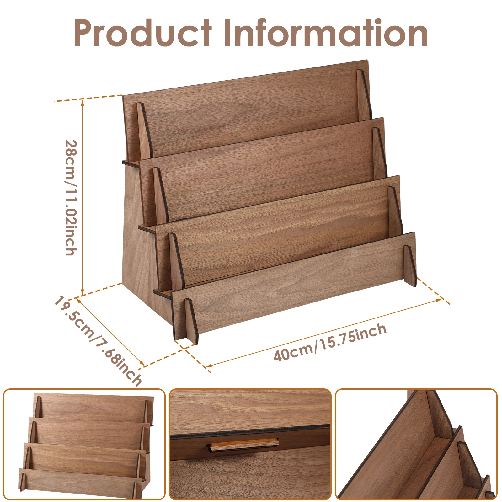 Card Display Stand 4 Tier Wooden Card Stand Card Organizers Blank Retail Display Shelves Storage Large Capacity Storage Rack