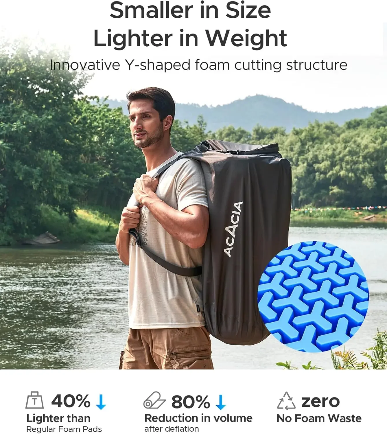 Colchoneta para dormir autoinflable de 4" de grosor con espuma, estructura telescópica innovadora en forma de Y, colchón para acampar ultraportátil,