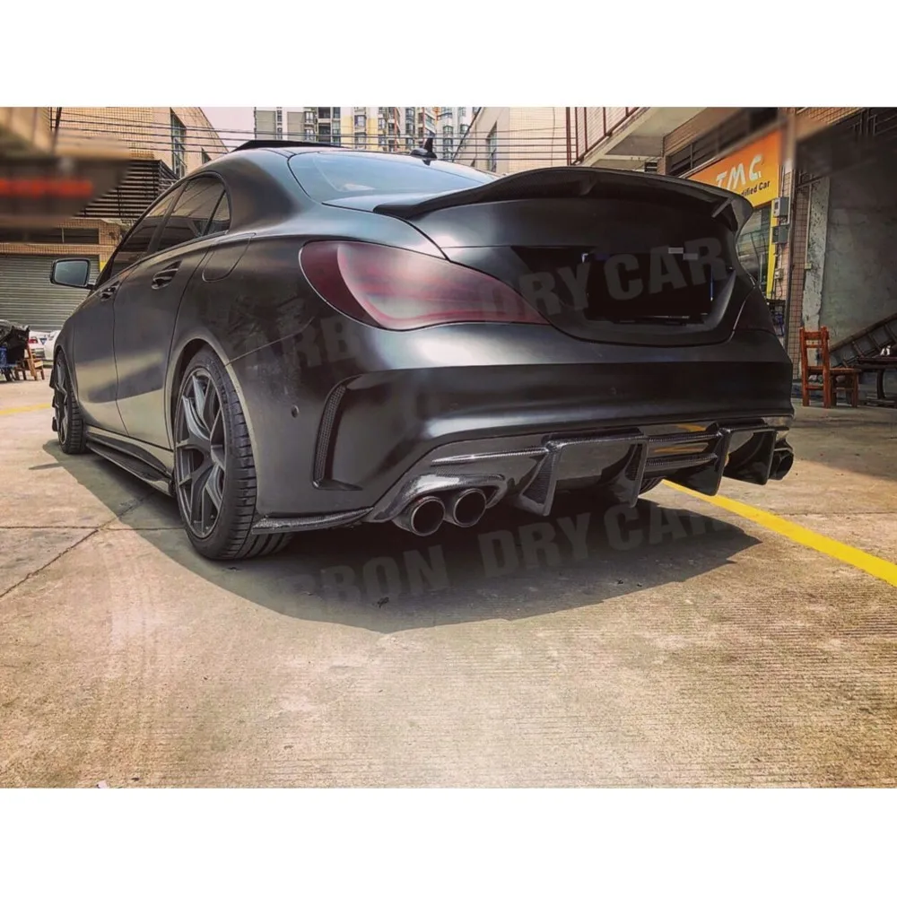 Car Rear Bumper Diffuser for Mercedes-Benz CLA Class W117 C117 Sport CLA45 AMG 2013-2019 Carbon Fiber Rear Diffuser Lip Spoiler