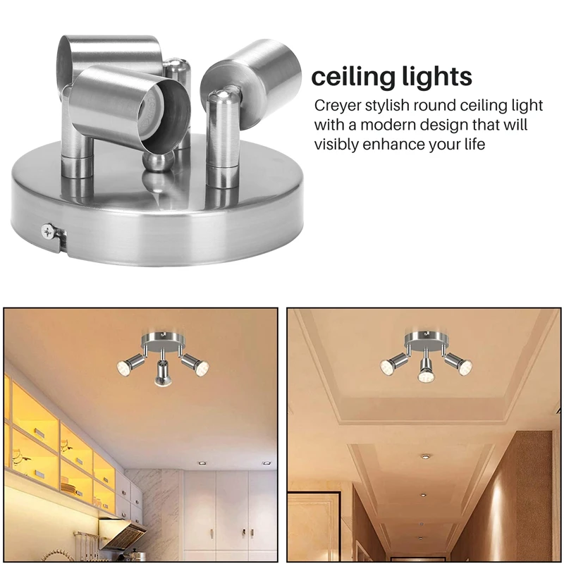 Hot LED Ceiling Light Rotatable, 3 Way Round Plate LED Ceiling Spot Lights,110Mm LED Ceiling Lamp For Kitchen, Living Room