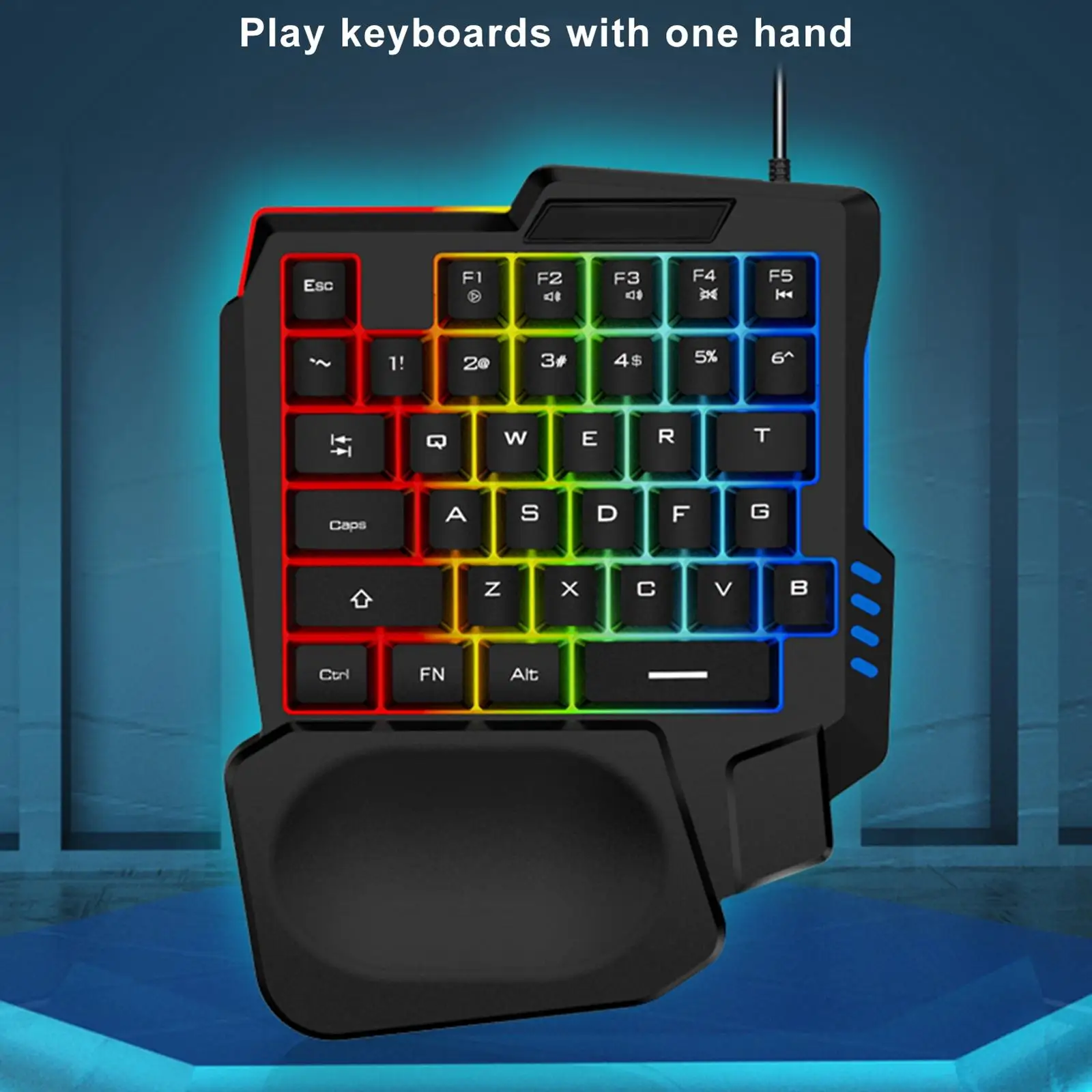 RGB Backlit Gaming Keyboard, Teclado Mecânico Compacto para Tablet, 35 Chaves