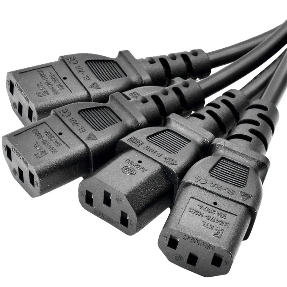 High Quality IEC 320 C14 Male Plug to 4XC13 Female Y Type Splitter Power Cord , C14 to 4 x C13, 250V/10A 1 out of 4 power cable