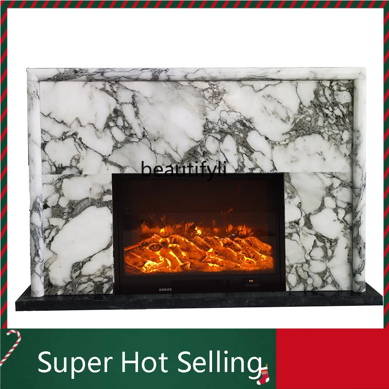 

D071 Marble Fireplace Arabescato Stone French Stone Carving Fireplace Indoor Heating Fireplace Curio Cabinet