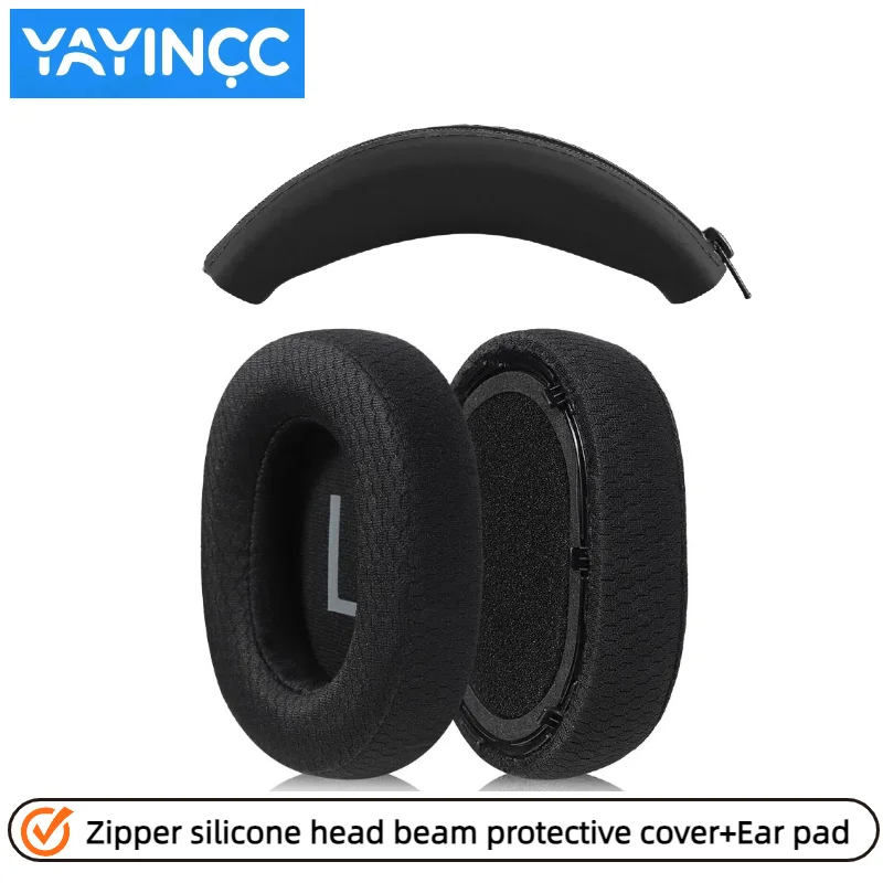 YAYINCC Ersatz-Ohrpolster aus weichem Schaumstoff / Silikon-Reißverschluss-Kopfbügelschutz für QCY H4 Gaming-Headset – Detail 4