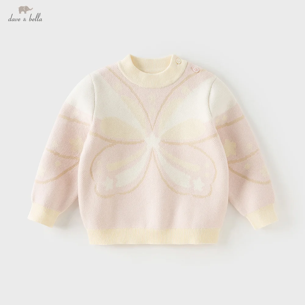 

Детский свитер Dave Bella, осенне-зимний мягкий вязаный пуловер для девочек, хлопковый топ, верхняя одежда с длинными рукавами, утепленная одежда DB4254646