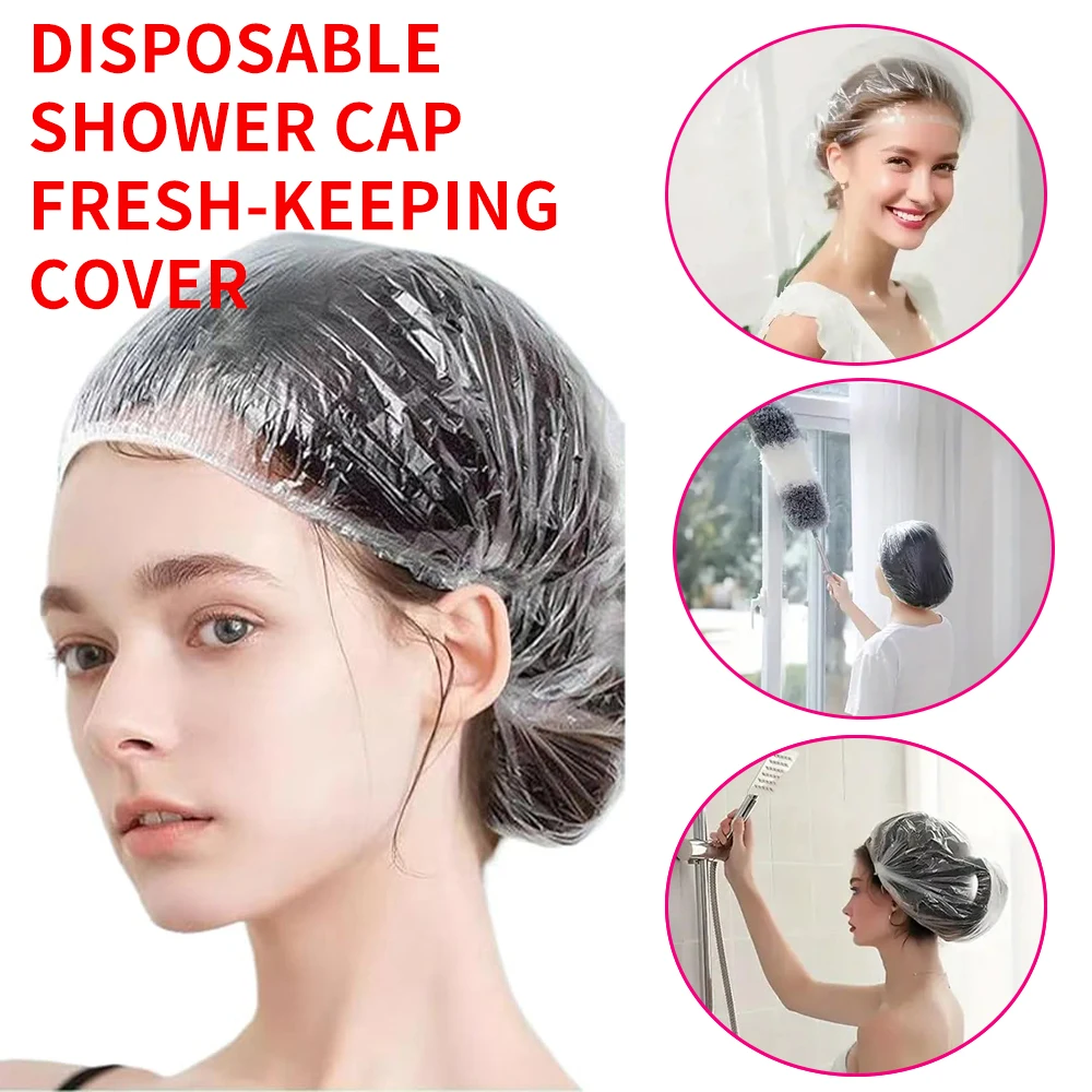1000/500/100/50 قبعة استحمام للاستعمال مرة واحدة - قبعة دش مقاومة للماء - قبعة استحمام بلاستيكية - قبعات شعر للرجال والنساء - جودة عالية