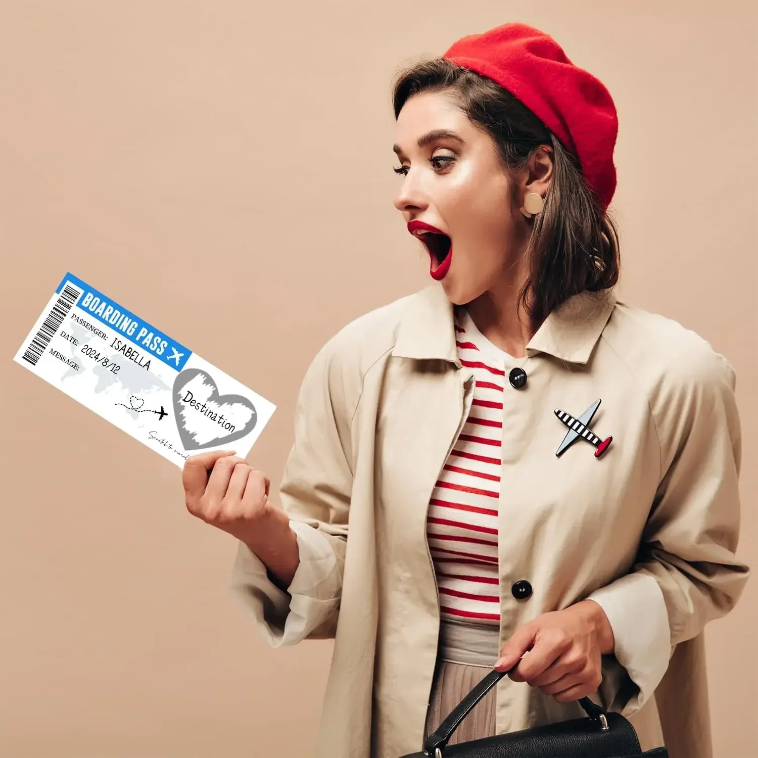 1Set Boarding Pass Theme Scratch Off Game Card Wedding Invitation Cards with Envelope for Birthday Bachelorette Party Decoration