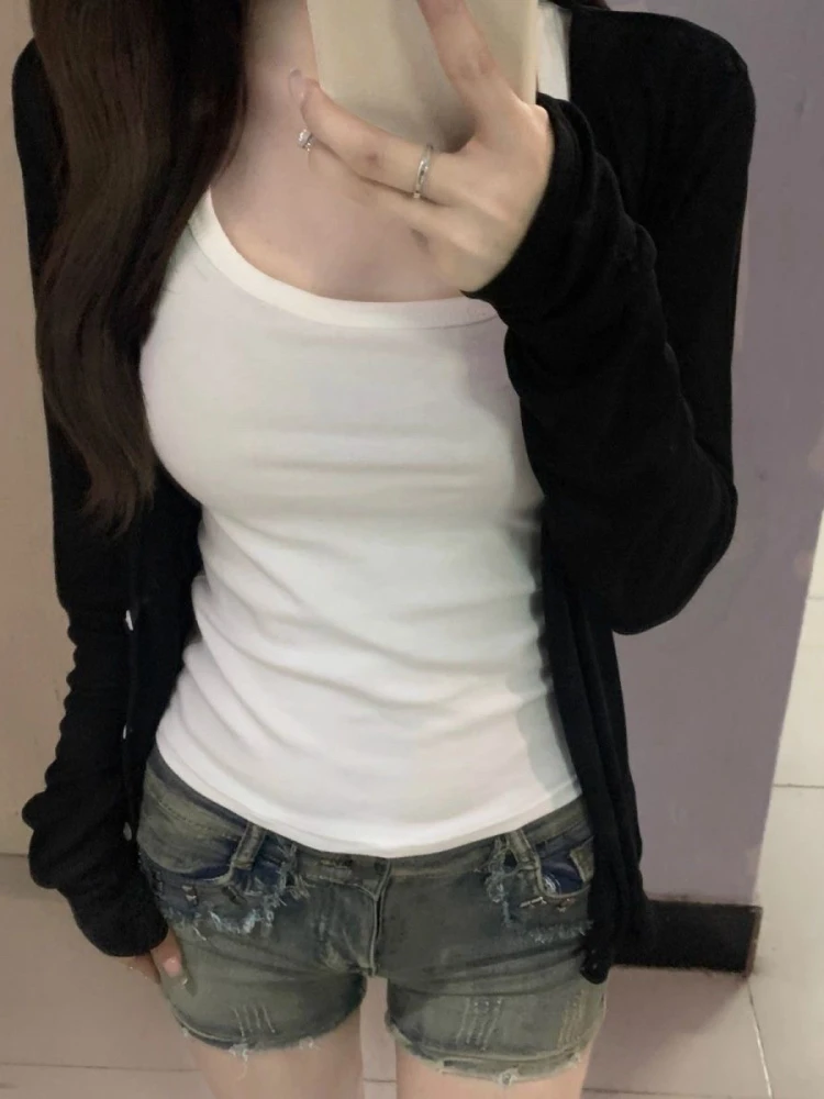 

KING BRAND Women's Thin Silk Open Cardigan Sun Protection Vest V-ne Knitted Air Conditioning Outerwear Summer Casual Sle