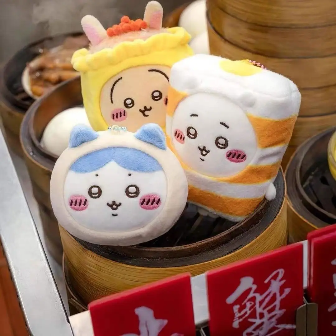 Chiikawa kawaii Momonga هونغ كونغ الشاي شرب طبعة محدودة ألعاب من نسيج مخملي قلادة لطيف الكرتون Rakko Usagi المفاتيح فتاة هدية