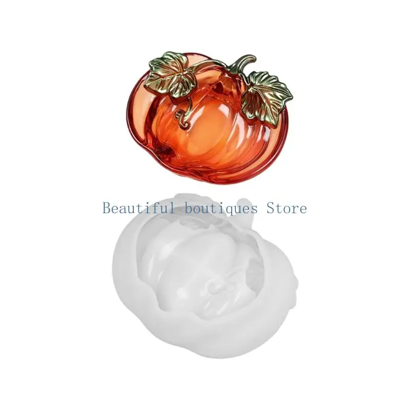 U4LF Pumpkin Resin Mold for Decorative Dish Making, with a Flexible Cavity That Forms a Raised and Lobed Contours