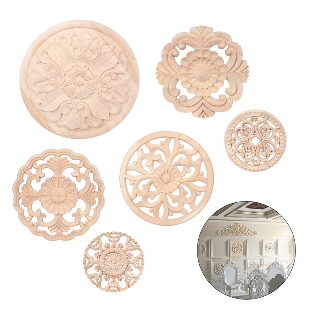 1Pc High Quality European Furniture Parts Corner Appliques Frame Wood Carved Wooden Figurines Crafts Woodcarving Decorative