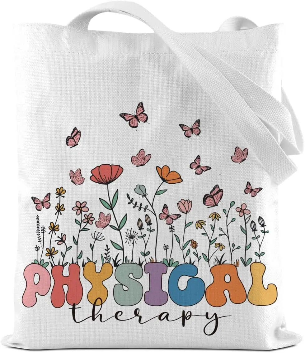 

Холщовая женская сумка, сумка через плечо с радужным цветком и бабочкой, сумка для покупок, подходящая для поездок на работу и повседневной жизни