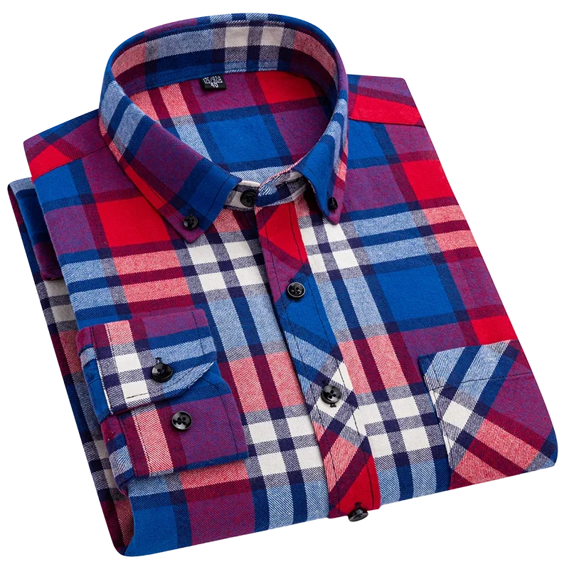 Camisas de franela a cuadros para hombre, ropa informal de manga larga, con bolsillo de ajuste Regular, para hombre de negocios, a la moda, para uso