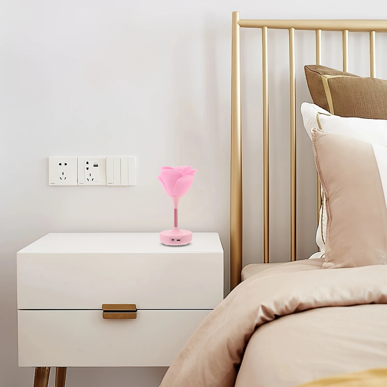 3 set Luce notturna ricaricabile USB dimmerabile 3D 3 impostazioni di luminosità Lampada decorativa 24 ore per regalo domestico Rosa