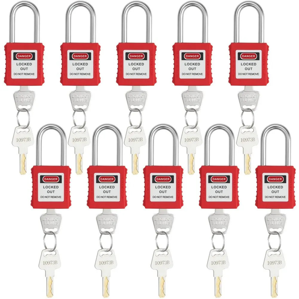 

Lockout Tagout Locks Set, 10 PCS Red Safety Lockout Padlocks, with 2 Keys Per Lock, OSHA Compliant Lockout Locks, Lock Out Tag O