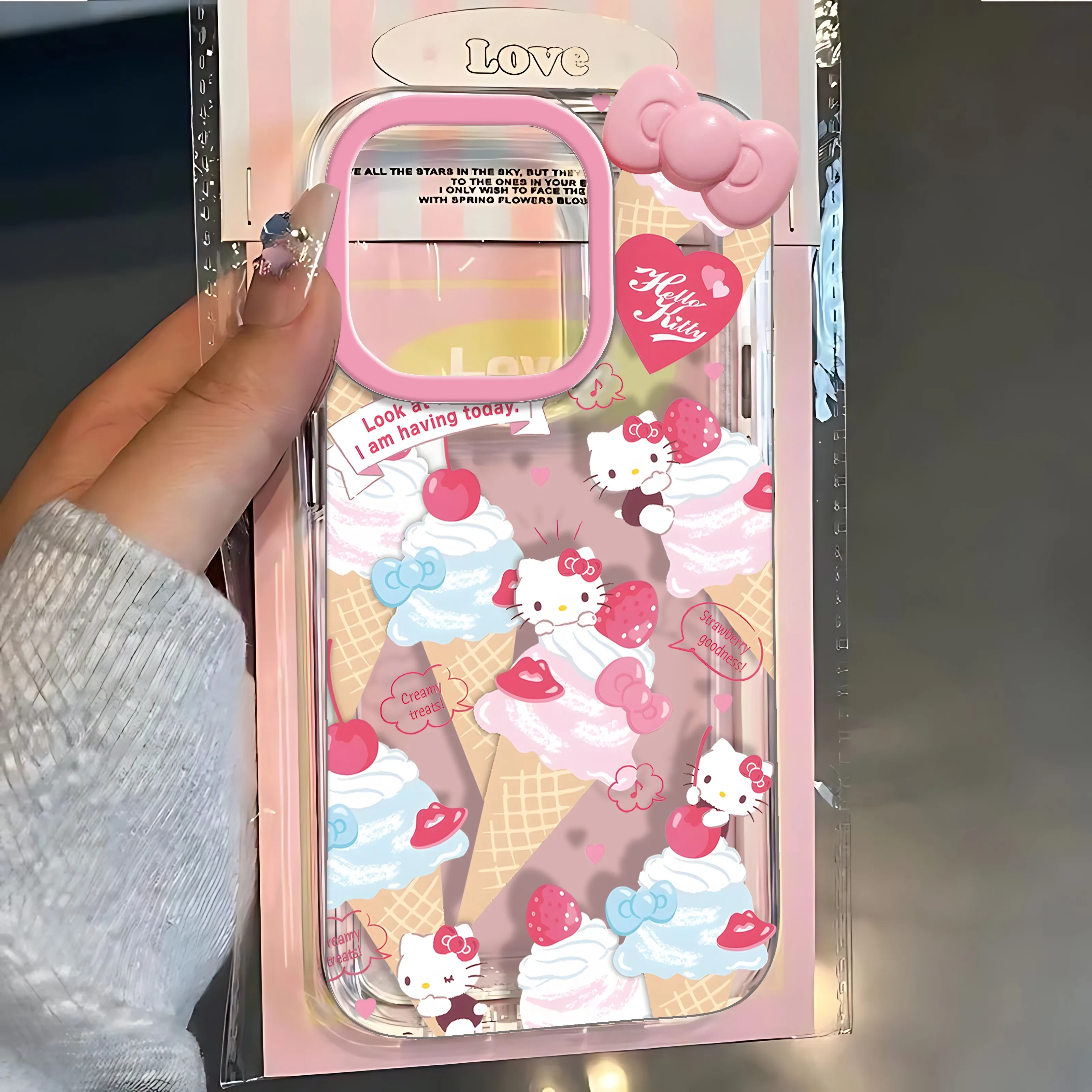 

3D Bow Cute Sanrios Hellokitty With Bracelet Phone Case For Xiaomi Mi 14 13 12 11 10 10T Poco F5 F4 NFC GT Pro 4G 5G Back Cover