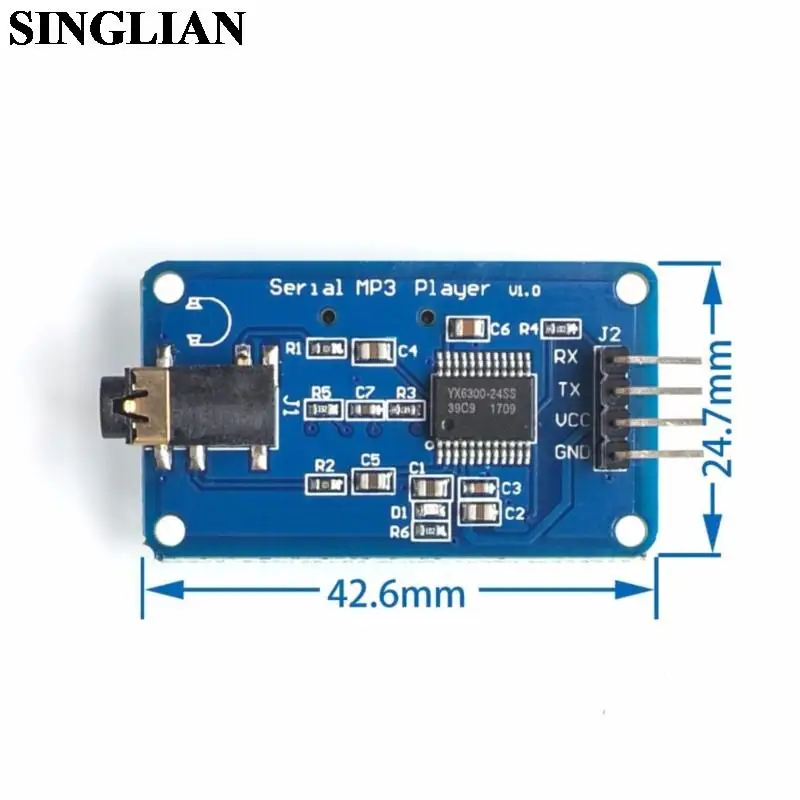 YX5300 Compatible YX6300 UART TTL Serial MP3 Music Player Module Micro SD