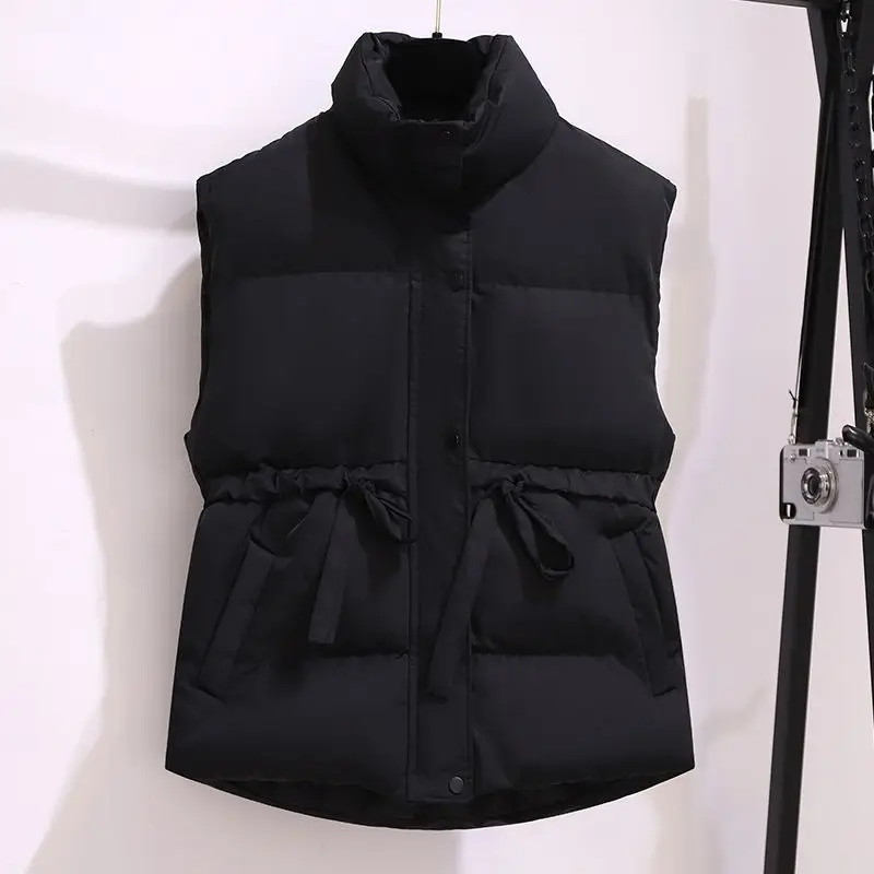 Korean Style Style Cotton Jacket Stand Up Collar Vest Slim Knit Dress Two-piece Set for 2024 Winter New Versatile Women