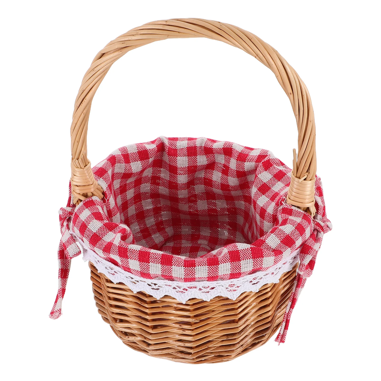 

Handwoven Flower Basket Natural Willow Rattan With Handle Cloth Lining Storage Decor Picnic Wedding Easter Garden Harvest