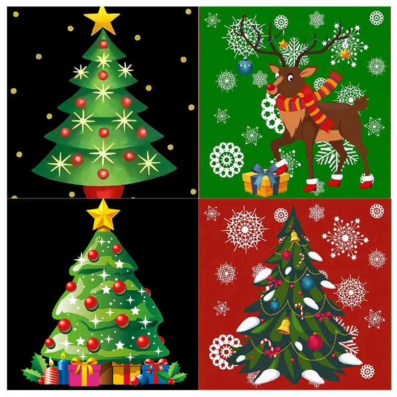 

CHENISTORY Acrylic Painting By Numbers Cartoon Chrismas Tree Handpainted Pictures By Numbers Painting Personalized Gift