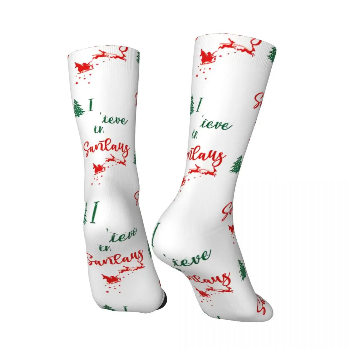 Vintage Believe In Santa Claus Men's compression Socks Unisex Street Style Pattern Printed Novelty Crew Sock