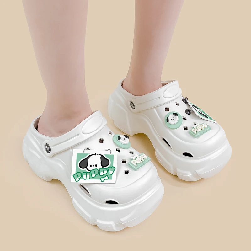 Amy and Michael 2024 Summer New Anime Shoes White Chunky Sandals Lovely Girls Slip On Clogs Comfort Outdoor Slippers EVA Shoes