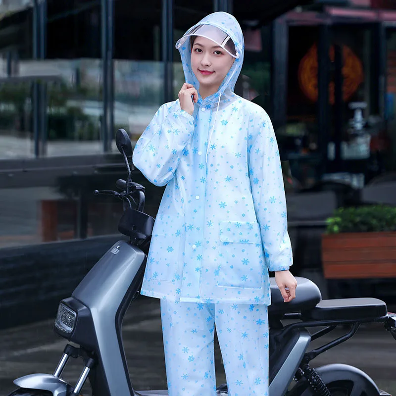 Raincoat and rain pants are suitable for women with thickened adult body and rainproof men\'s raincoat and rain pants