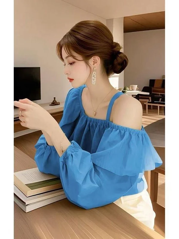 

Свободный обхват Long Sve Women's irt Unique Beautiful Dopane Anti-aging Small Top Faion Commute Sle