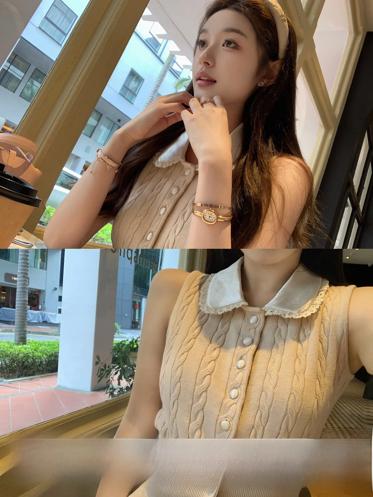 

Вязаный укороченный кардиган Chen Miao с эффектом утяжки на талии, без рукавов, с воротником «кукла», женский, из смесового полиэстера и хлопка, короткий