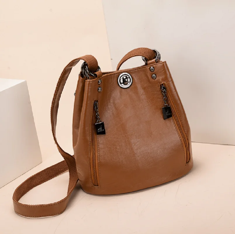 Hot Sale Women's New Fashion High Quality Soft Leather Double Shoulder Bags Totes Large Capacity Travel Backpacks Crossbody Bag