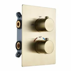 bruhed gold Thermostatic Shower Faucet Mixing rose Valve 2 or 3 Ways Concealed Easy-mount Box Brass Concealed Valve Wall Mount