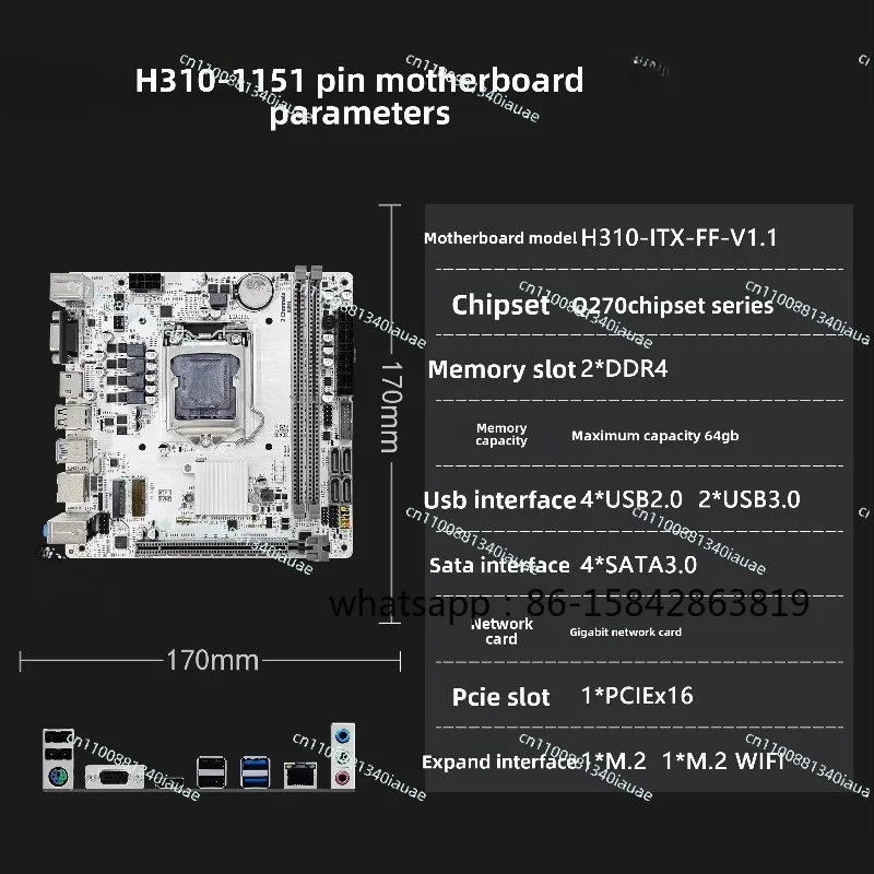 ITX-H310 Fan Main Board DDR4 Support 1151 Pin 6789 Generation E3V5V6