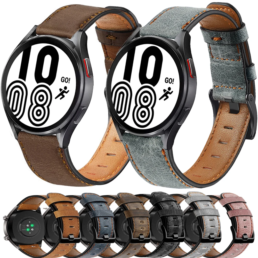 Correa de cuero Retro para Samsung Galaxy watch 6/5/4/5 pro/Active 2, pulsera para Huawei Gt 3-2 Galaxy watch 6, Banda Clásica, 22mm, 20mm