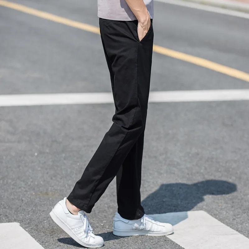 Plus-size Trend Wide Leg Loose Straight Leg Solid Color Casual Pants Elastic Four Season Pants Adult Gentleman Comfortable Loose