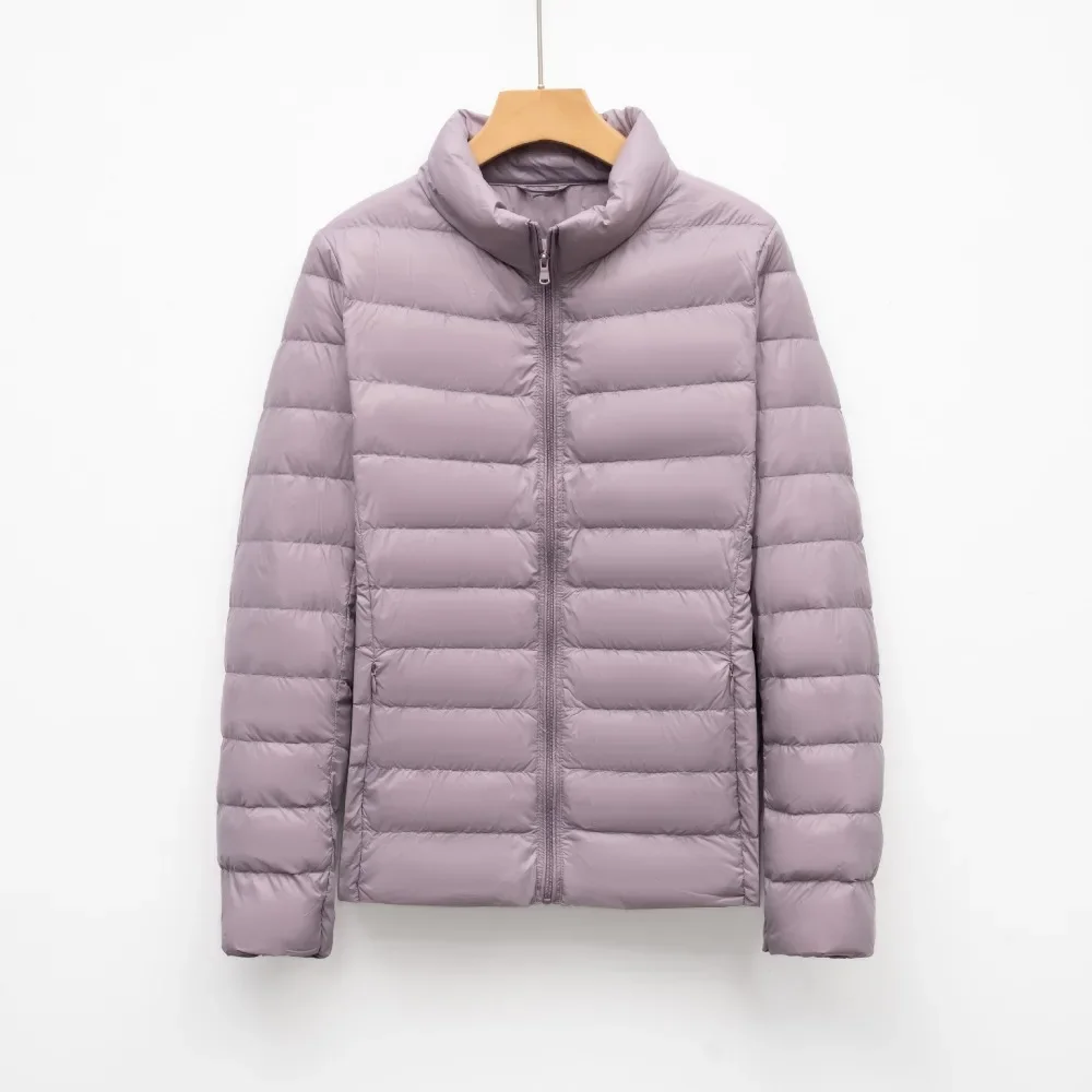 Abrigo de plumón ultraligero y plegable para mujer, Chaqueta corta de plumón, chaqueta acolchada a la moda, Parkas cálidas de talla grande para primavera