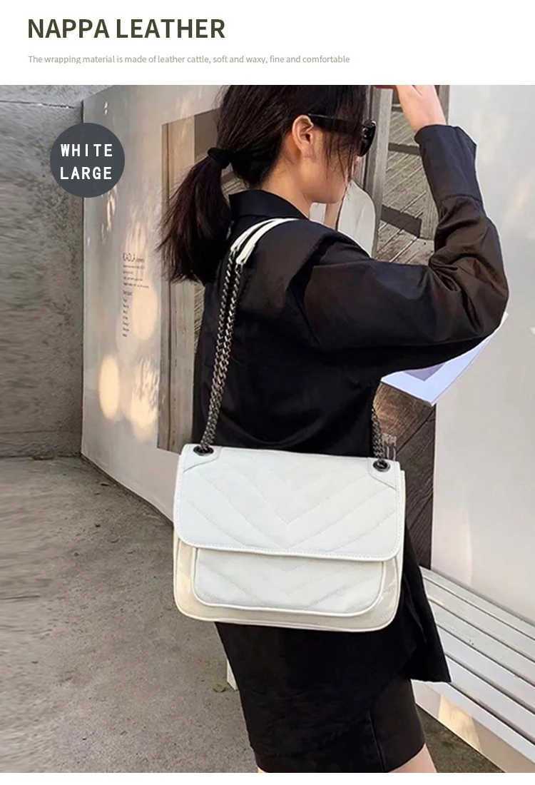 Luxuriöse Echtleder-Umhängetasche Hochwertige Luxusmarke Damen Einzel-Schultertasche Retro Plissierte Niki-Ketten-Hobo-Tasche – Detail 19