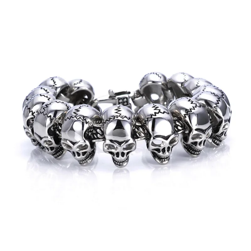 

Stainless Steel Gothic Hollow Out Bracelet for Men Heavy Duty Punk Dark Style Vintage Polished Jewelry