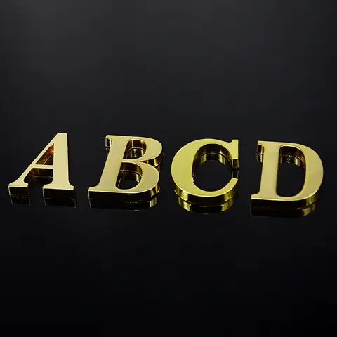 1Pcs Metal Self Adhesive House Number English Alphabet Letters for Apartment Room Door Plate Table Mailbox Number Stickers 5*3cm